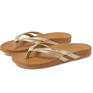 new REEF womens 8.5 Sandals Cushion Spring Joy Flip Flops Slide Champagne Gold